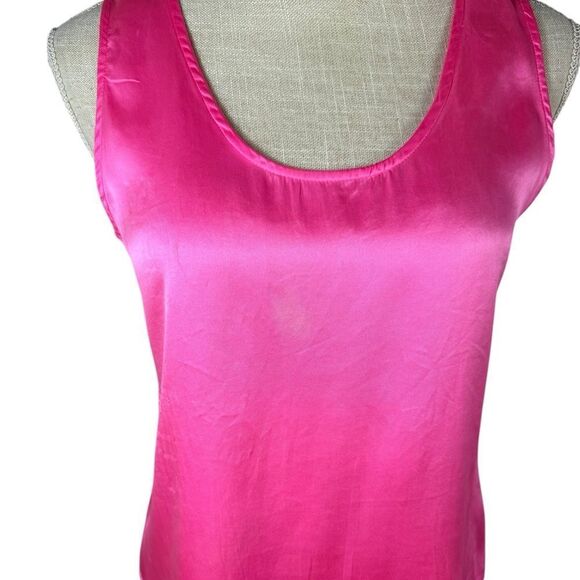 August Silk Neiman Marcus Hot Pink Y2K Silk Intimates Cropped Tank Top - Picture 2 of 5
